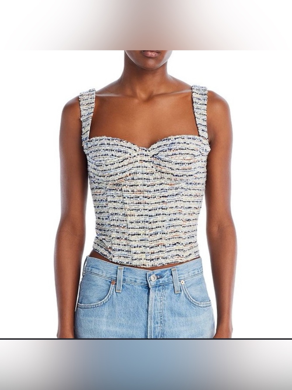 NWT! Aqua Cream Multicolor Tweed Bustier Camisole Womens Medium